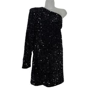 Love and Lemonade Dress Womens‎ L/XL Black Sequin One Shoulder Cocktail Party